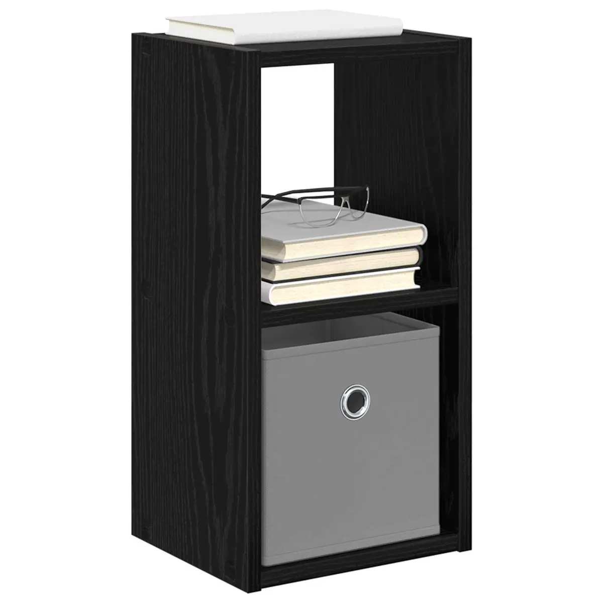 Bedside Table with Drawer Black Modern 25.5 x 22 Engineered Wood