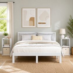 Charming White Bedside Tables Set of 2, 30.5 x 27 x 59.5 cm