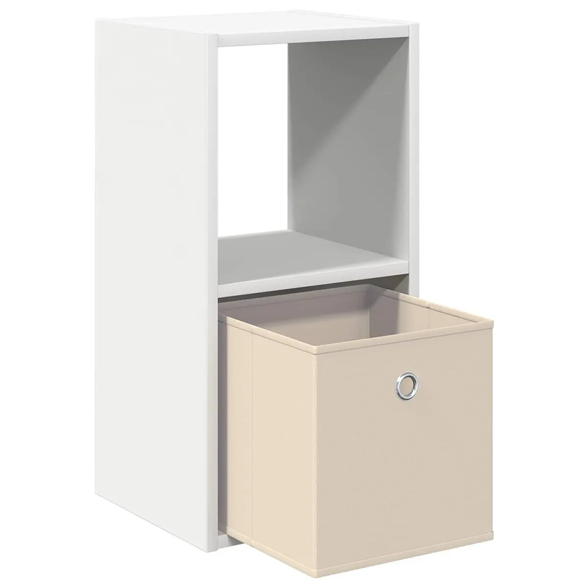Bedside Table White 30.5 x 27 x 59.5 cm Engineered Wood 2 Piece with Drawers Recessed Handles