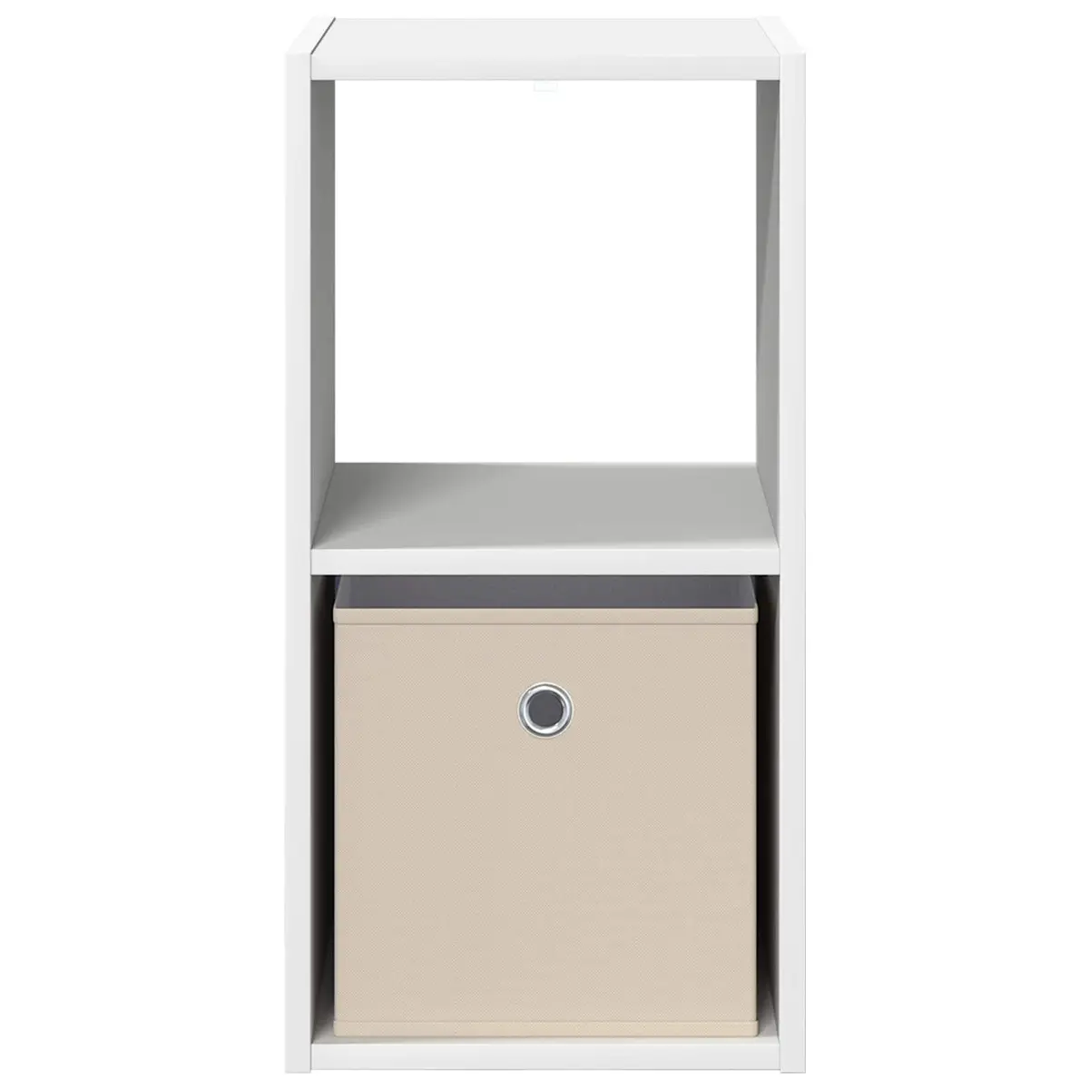 Bedside Table White 30.5 x 27 x 59.5 cm Engineered Wood 2 Piece with Drawers Recessed Handles