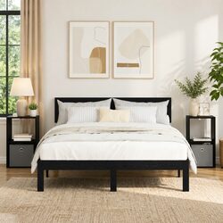 Modern Black Bedside Table with Drawer for Storage
