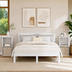 Charming White Bedside Table Set with Storage 35 x 32 x 68 cm