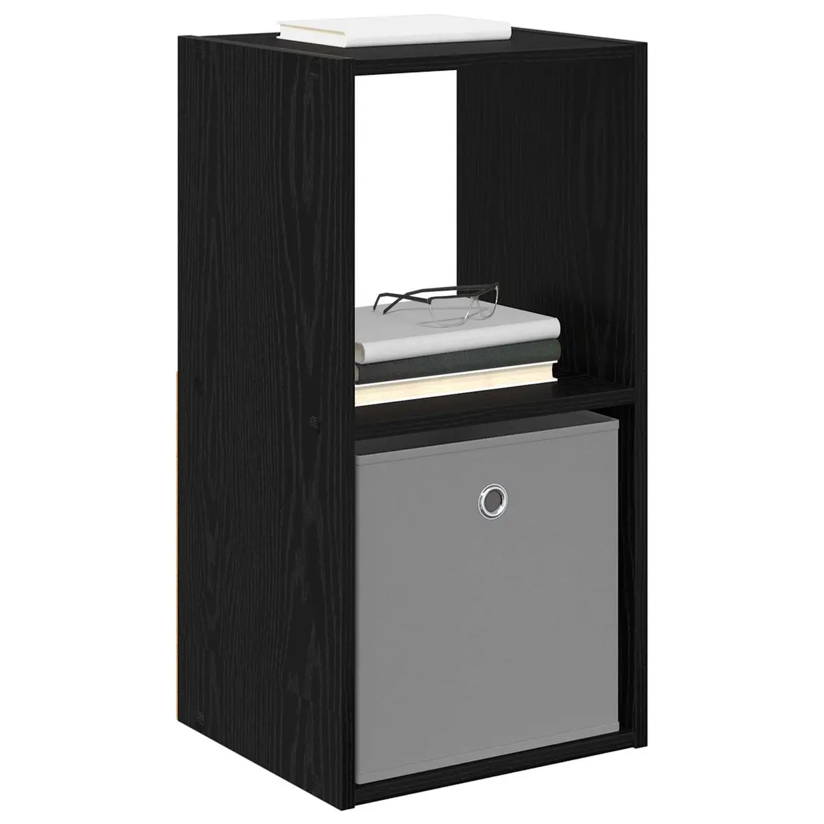 Black Engineered Wood Bedside Table Set of 2