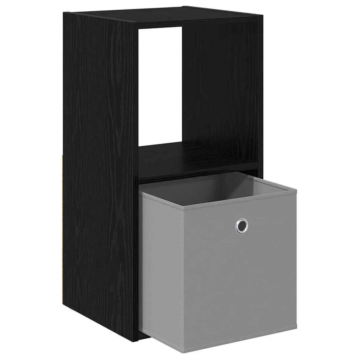 Black Engineered Wood Bedside Table Set of 2