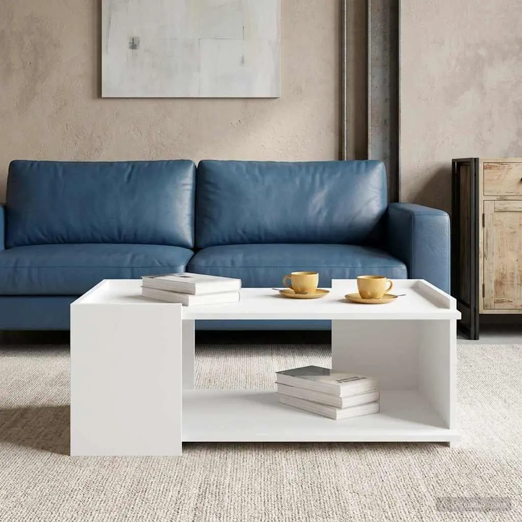Coffee Table White 90 x 50 x 33 cm Modern Engineered Wood Living Room Accent Storage Furniture