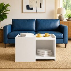 Stylish White Coffee Table with Storage for Living Room