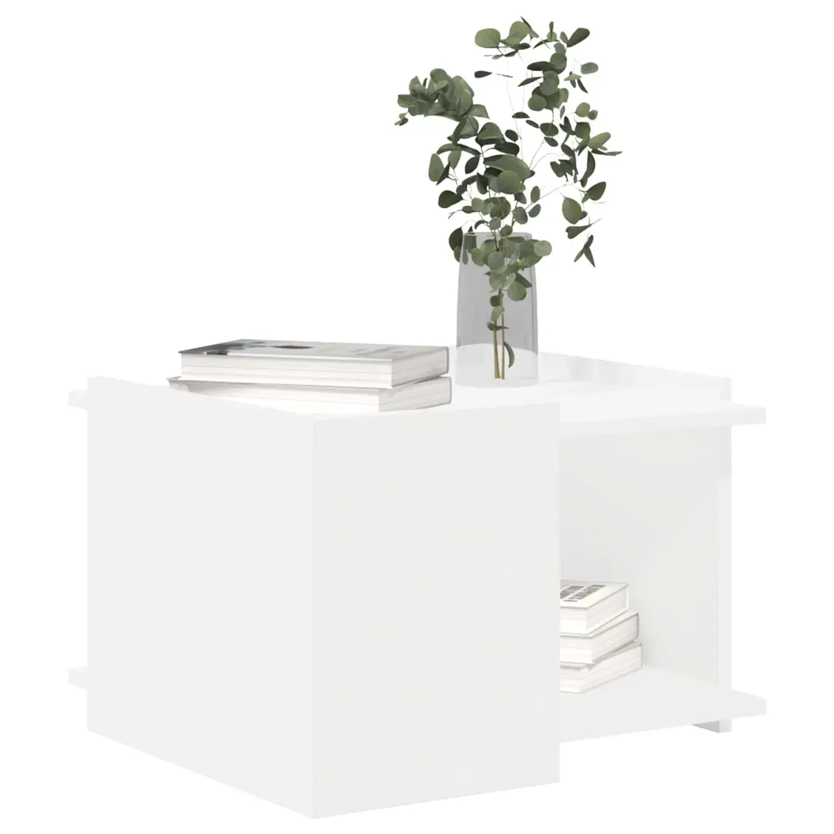 Coffee Table White 50.5 x 50 x 33 cm Modern Engineered Wood Storage Lounge Living Room Furniture