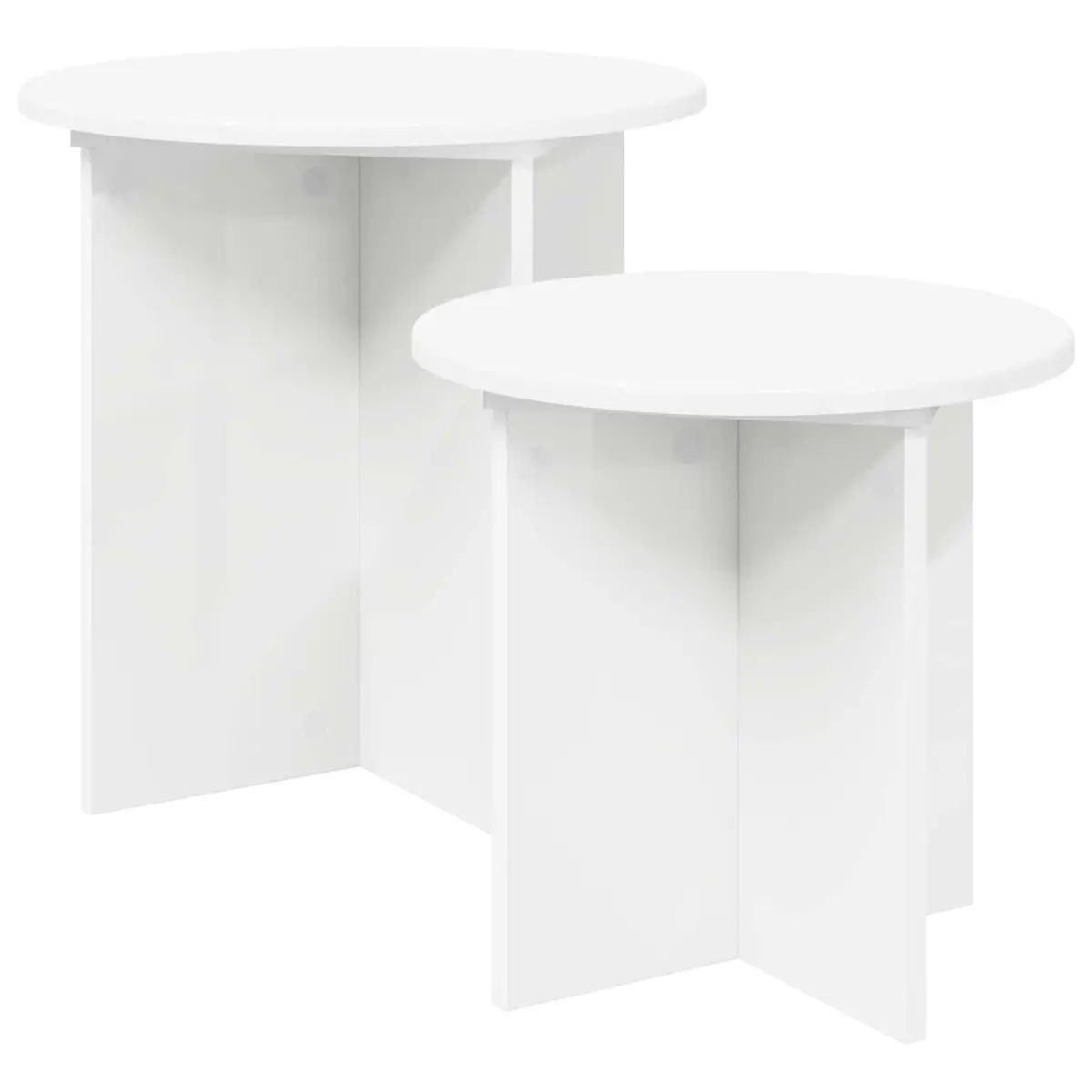 Side Table Set Modern Minimalist Light Wood 2 Piece Engineered Wood Nesting Tables
