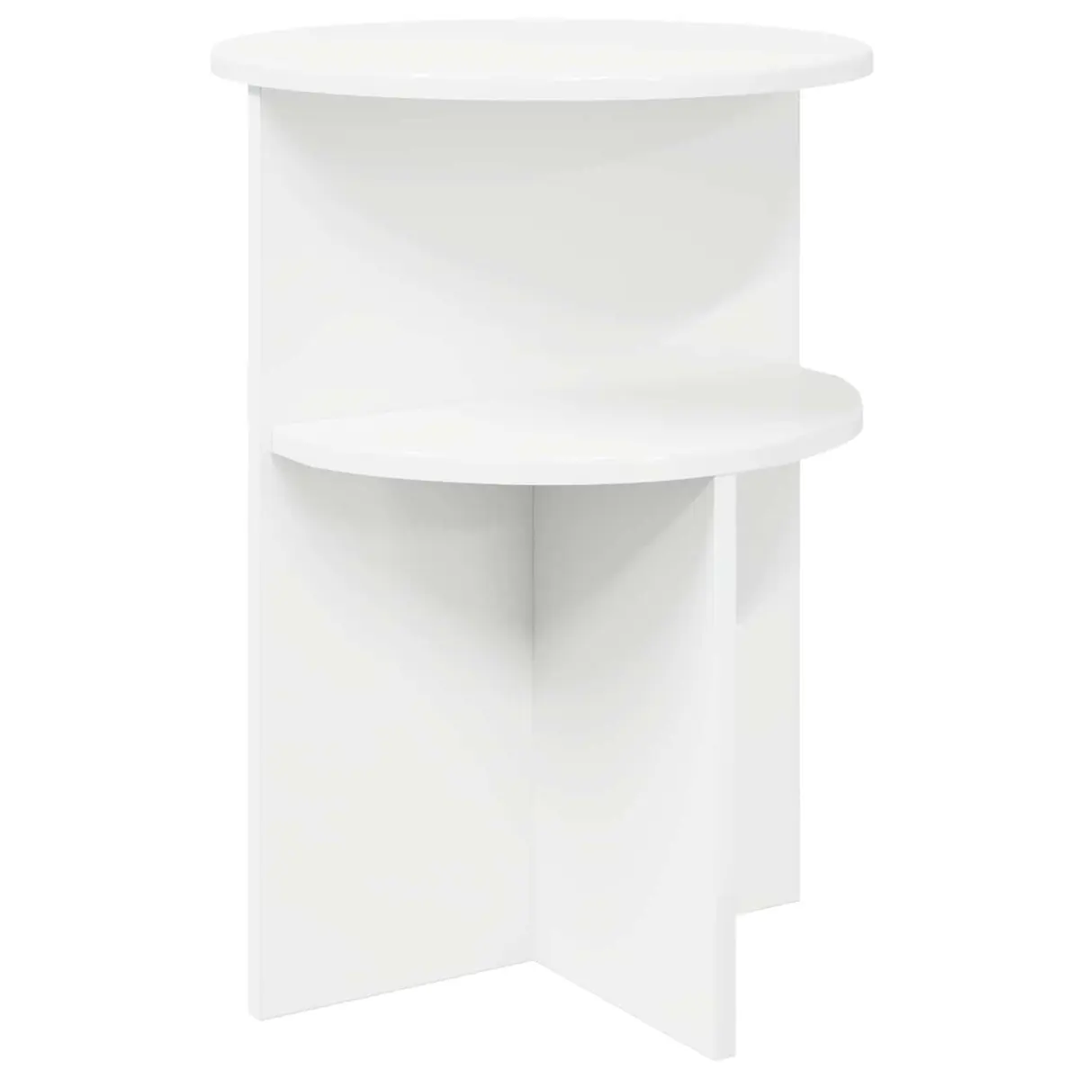 Side Table Round White Modern Accent 39.5 cm Engineered Wood