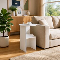 White Engineered Wood Side Table for Modern Spaces