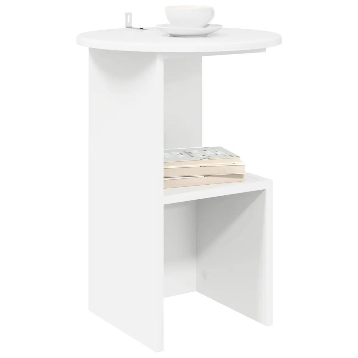 Side Table White Modern Accent Coffee Table 39.5 x 55 cm Engineered Wood