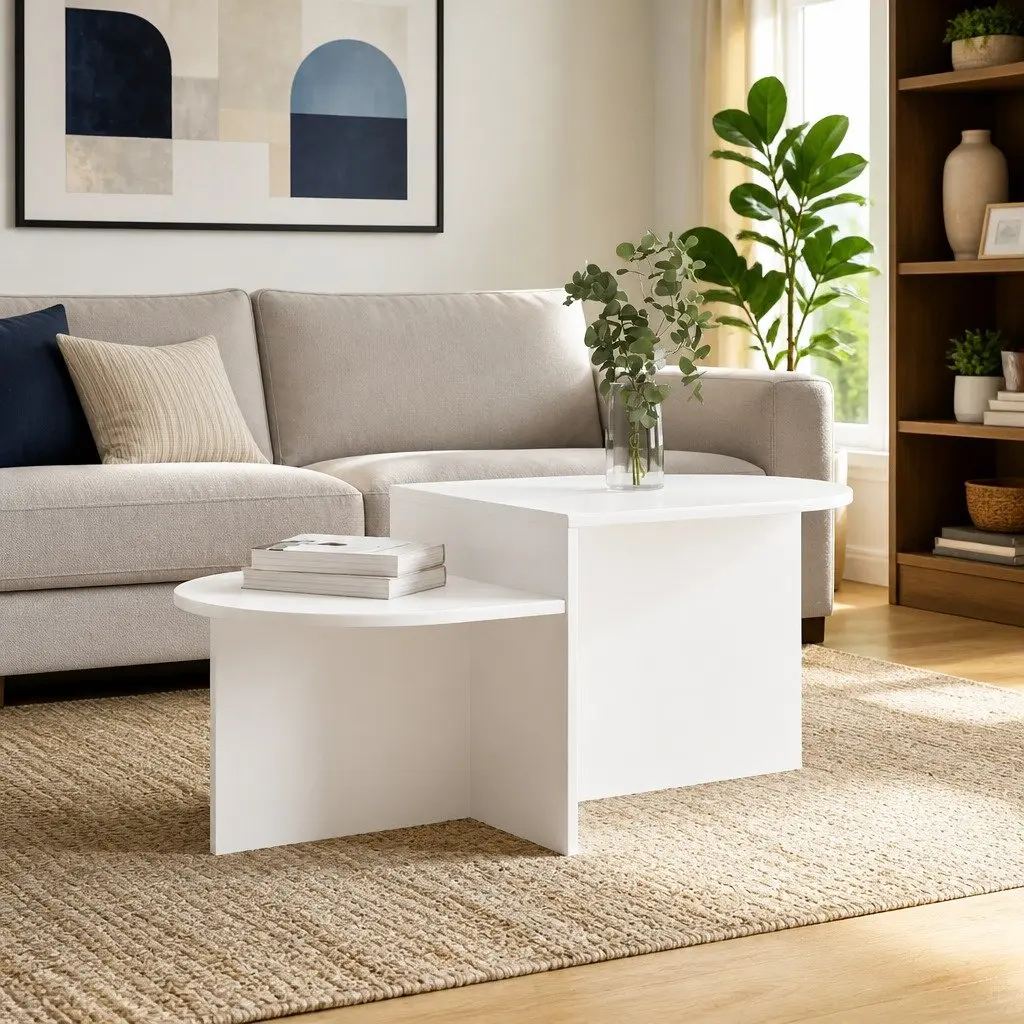 White Modern Coffee Table 100 x 50 x 40 cm for Living Spaces