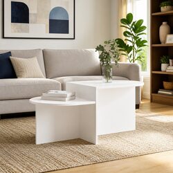 White Modern Coffee Table 100 x 50 x 40 cm for Living Spaces