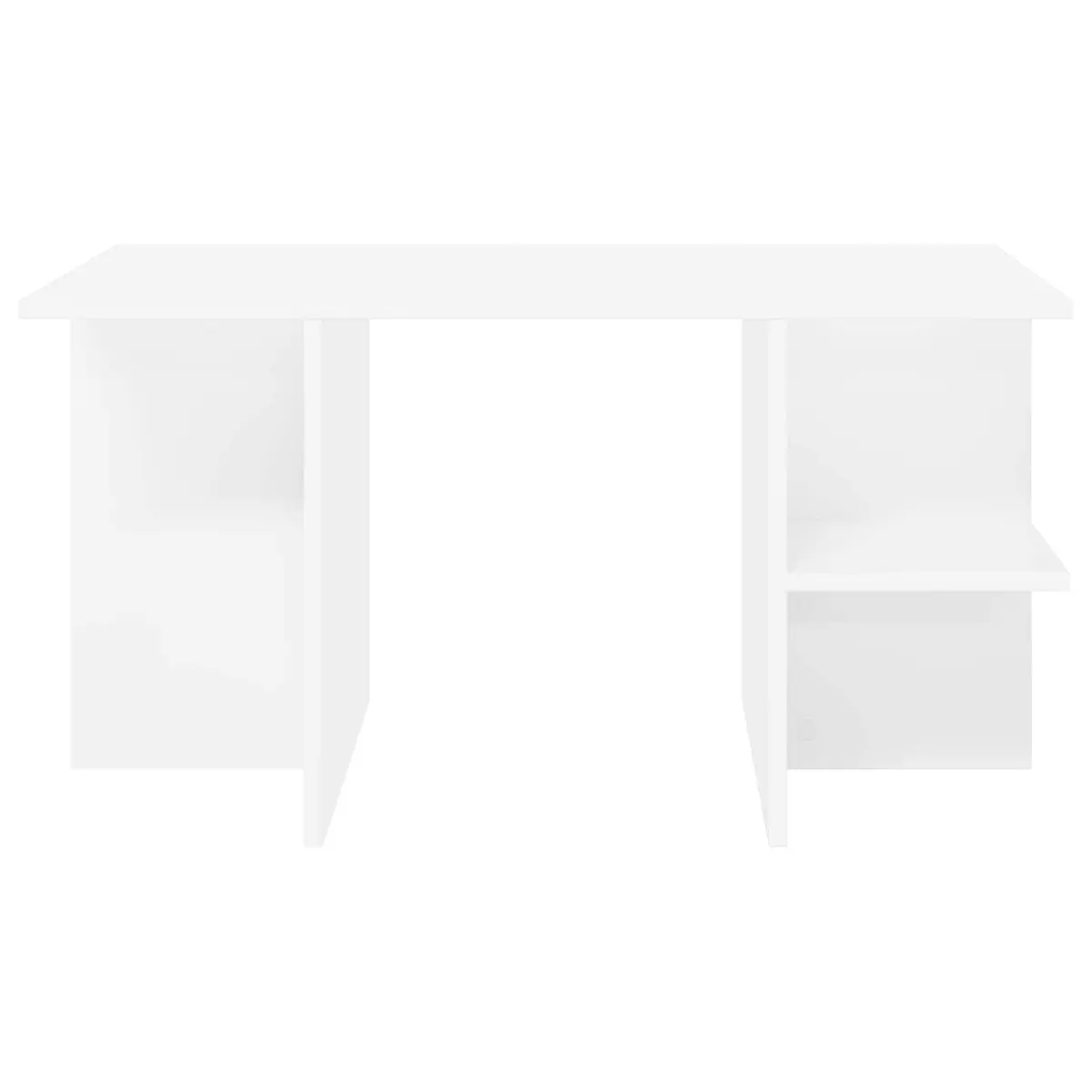 Coffee Table White Modern 87 x 50 x 45 cm Engineered Wood with Open Storage Shelves