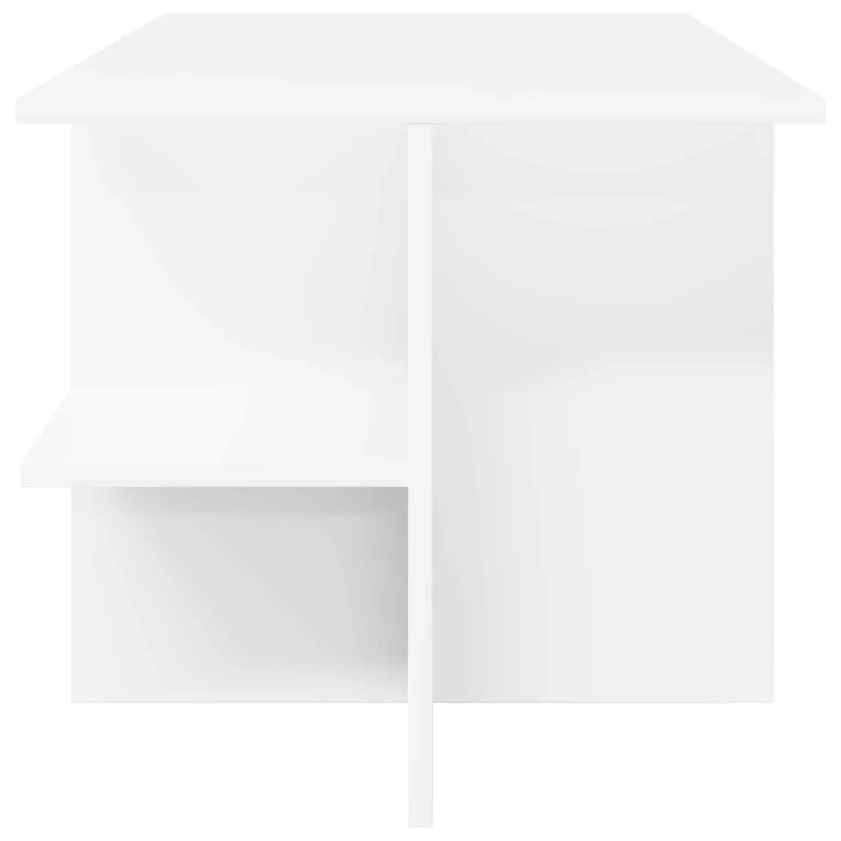 Coffee Table White Modern 87 x 50 x 45 cm Engineered Wood with Open Storage Shelves