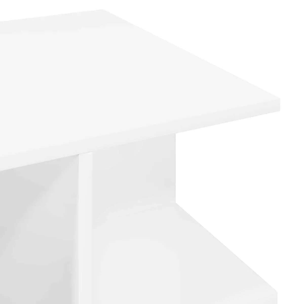 Coffee Table White Modern 87 x 50 x 45 cm Engineered Wood with Open Storage Shelves