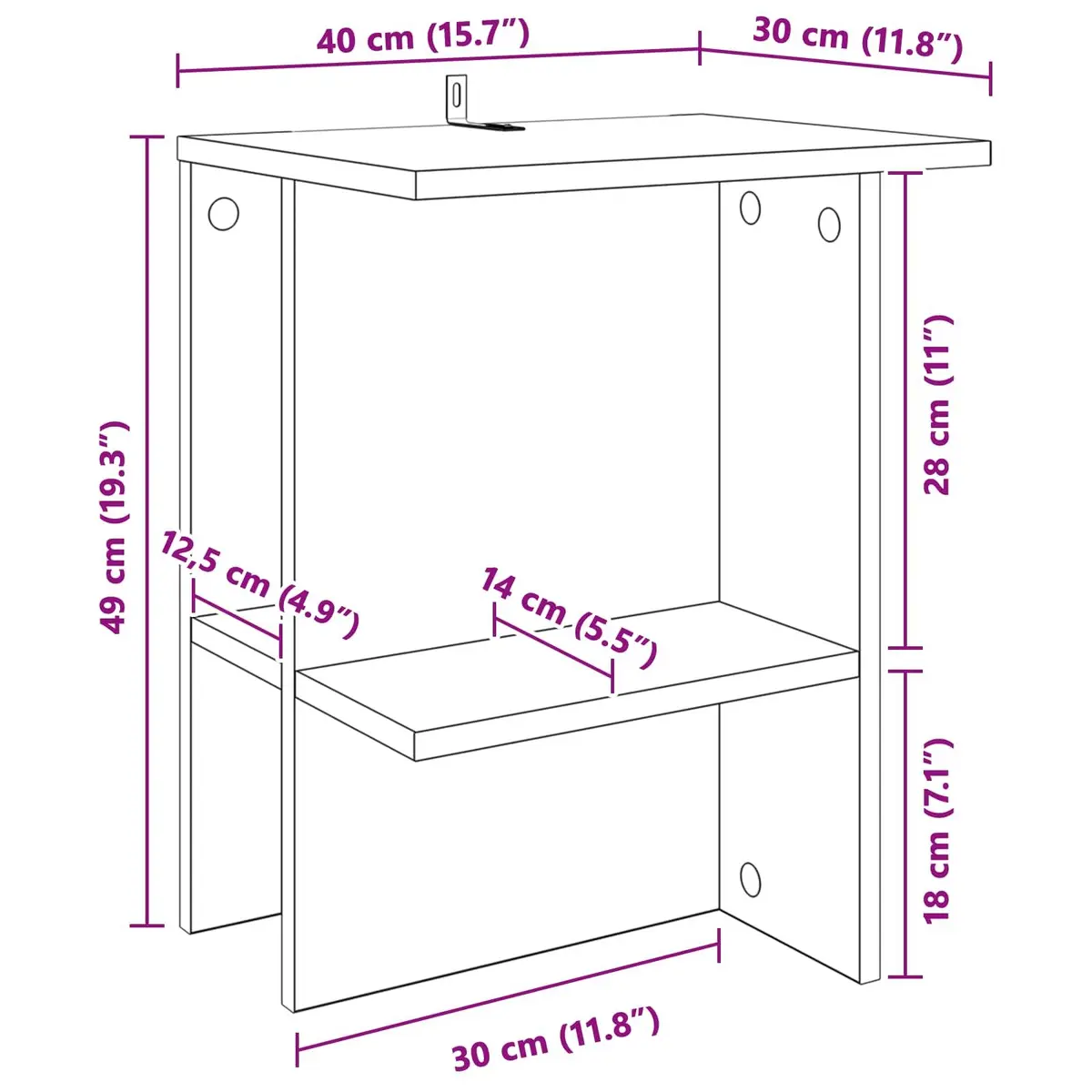 Coffee Table White Modern 40 x 30 x 49 cm Engineered Wood