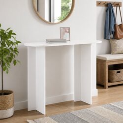 White Modern Console Table for Hallways and Entryways