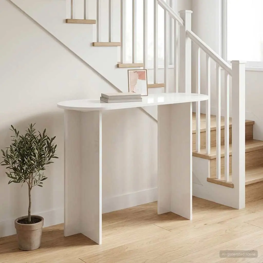 White Modern Console Table for Hallways and Entryways