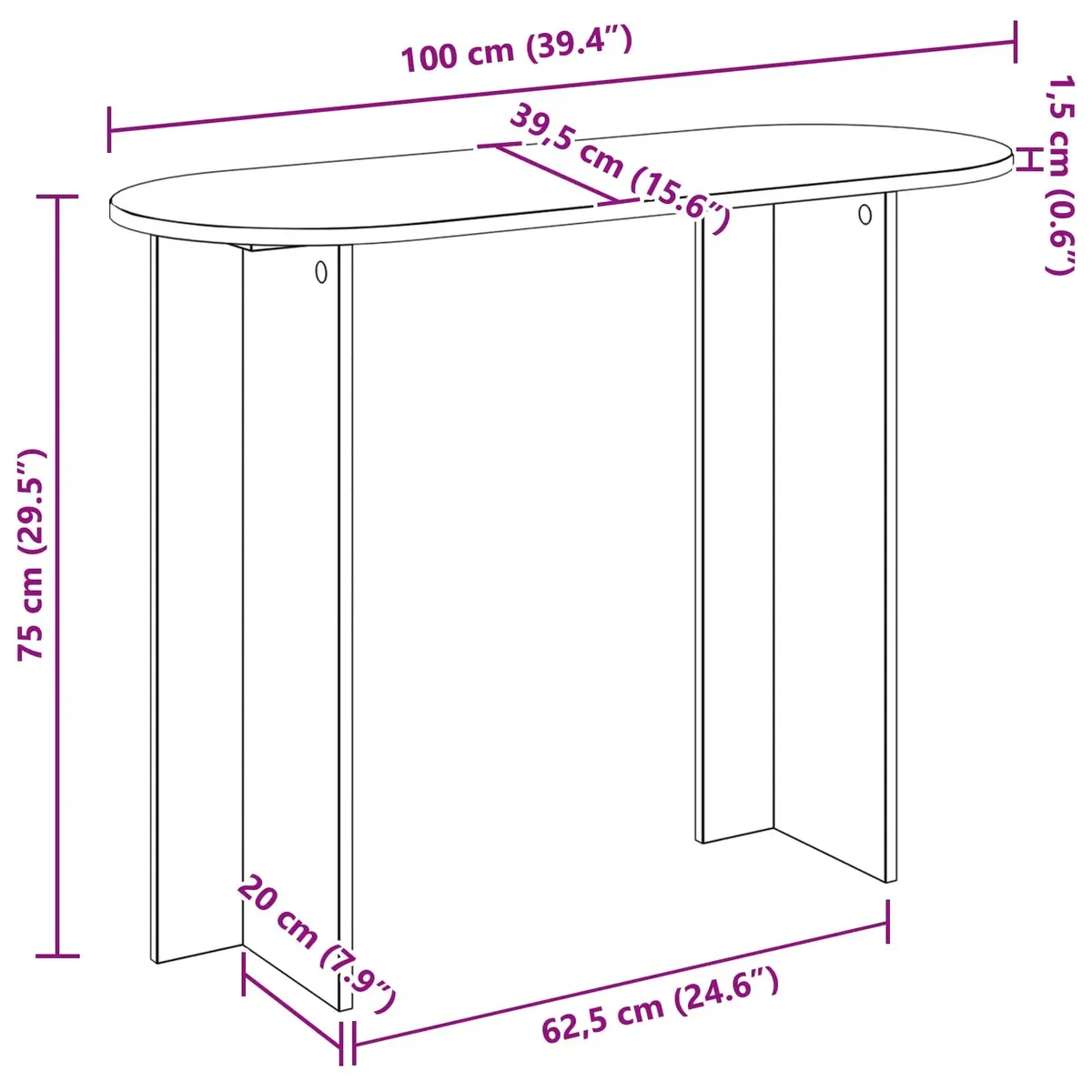 White Modern Console Table for Hallways and Entryways