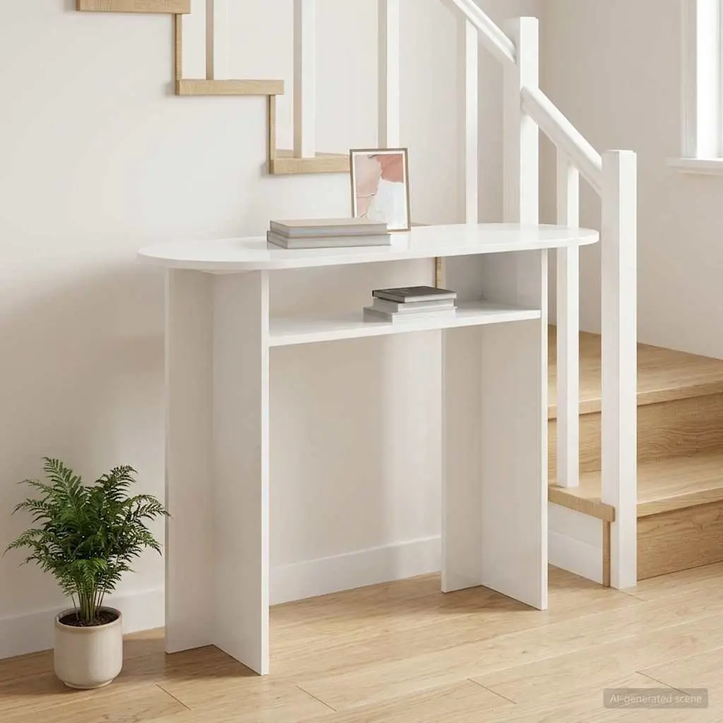 Console Table White Modern 100cm Engineered Wood