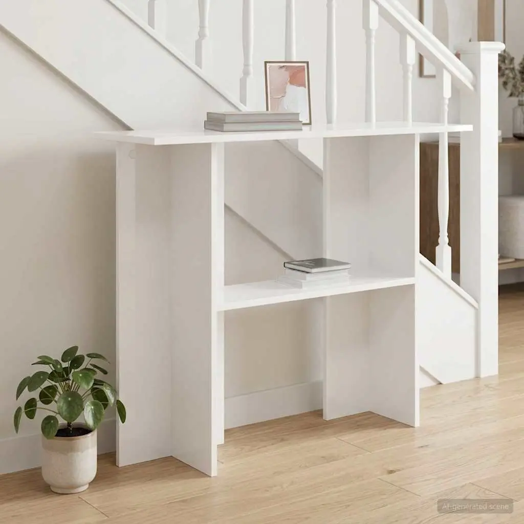 White Console Table 100x30x75cm Engineered Wood