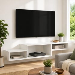 Elegant White Wall-Mounted TV Cabinet for Living Room