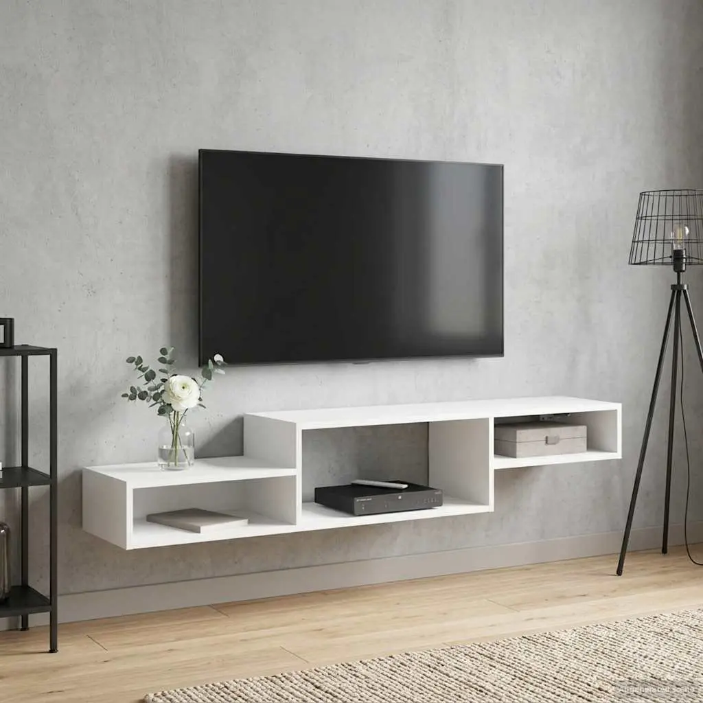 White Wall-Mounted TV Cabinet for Living Room