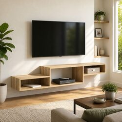 Brown Engineered Wood Wall-Mounted TV Cabinet for Living Rooms