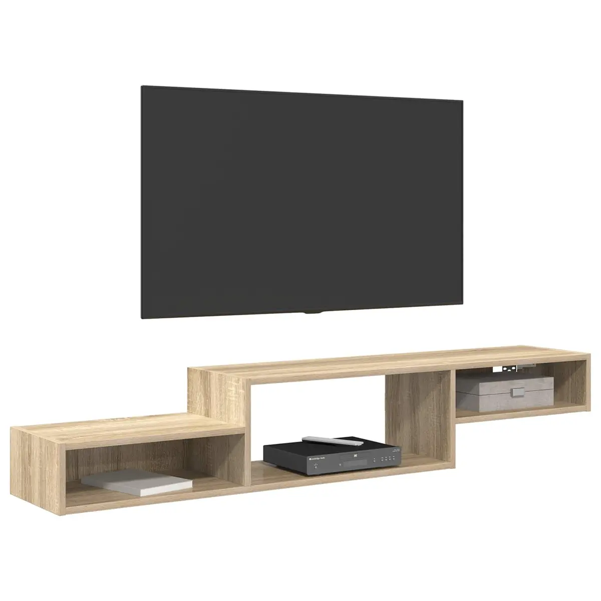 Wall-Mounted TV Cabinet Brown Engineered Wood Modern Design Living Room Storage