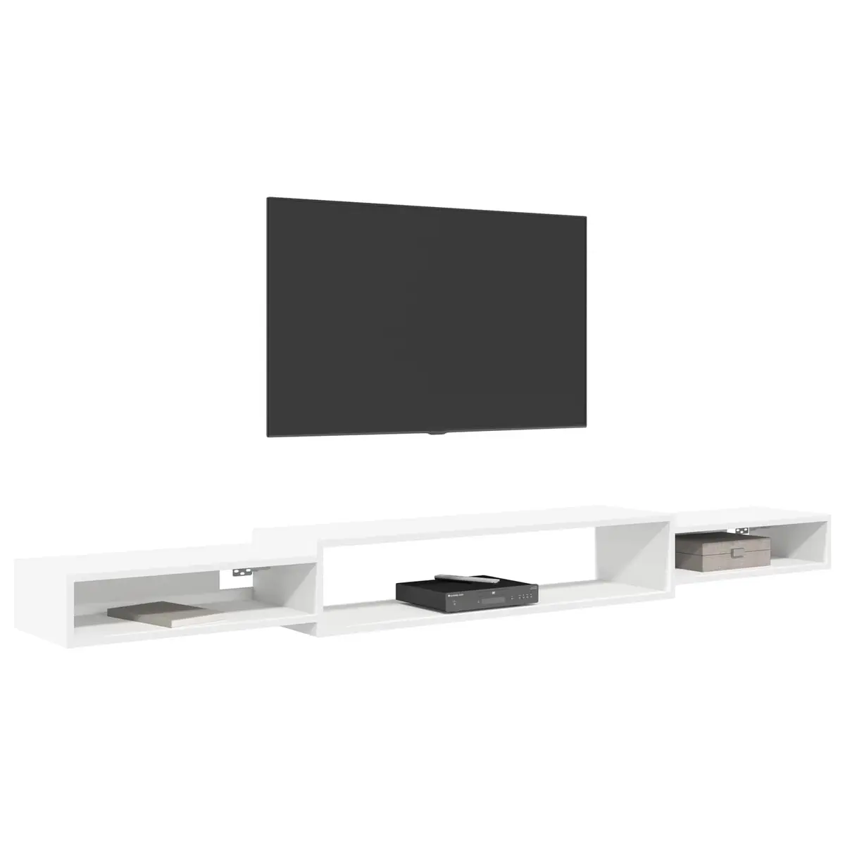 Wall-Mounted TV Cabinet White Open Storage Shelf 220x28x21cm Engineered Wood