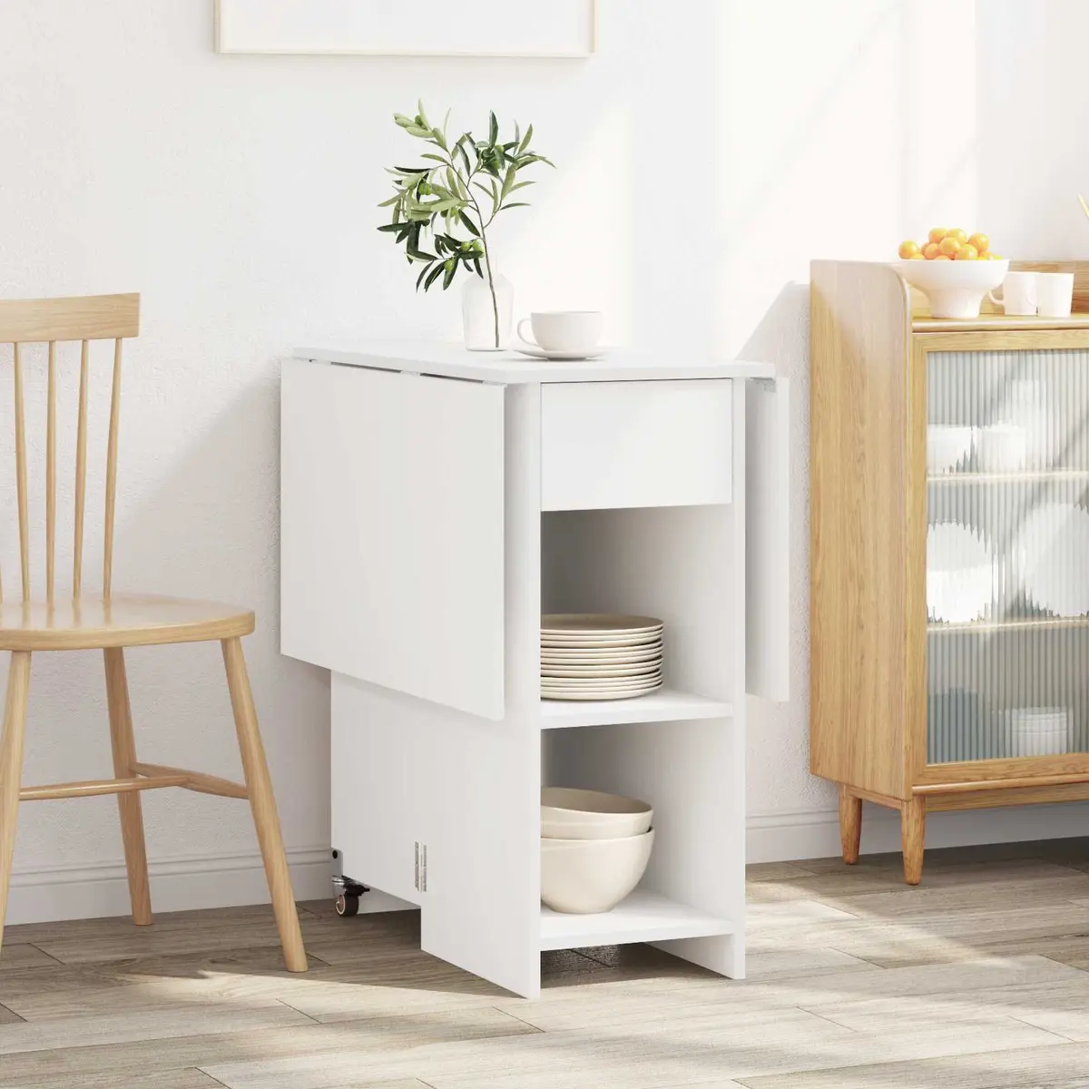 Dining Table 115 x 70 x 75 cm Engineered Wood White Kitchen Folding Tabletop