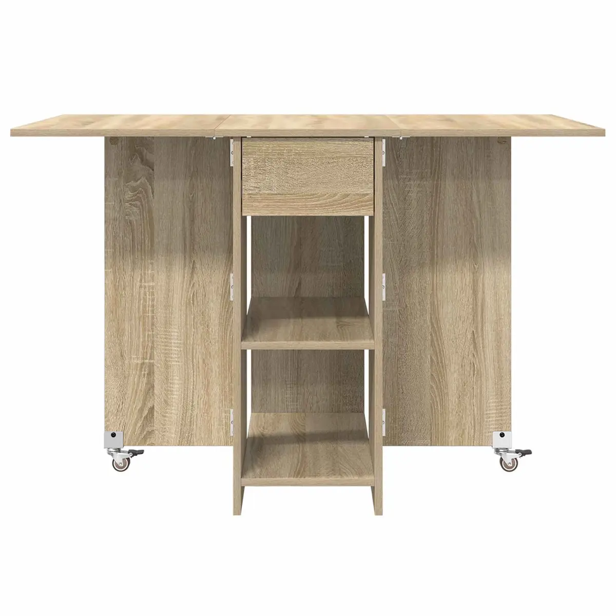 Folding Dining Table Sonoma Oak 115x70x75cm Engineered Wood with Storage Shelves