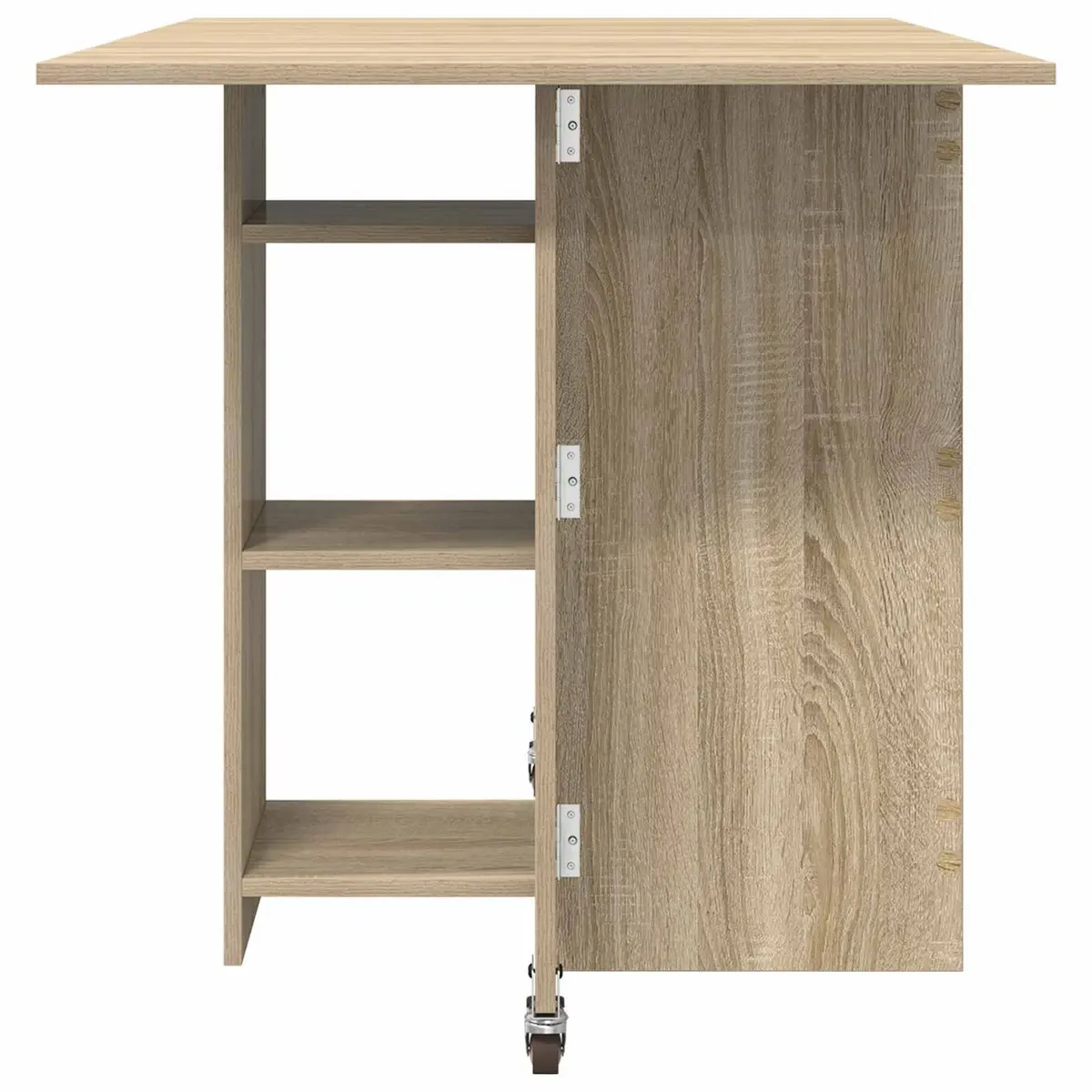 Folding Dining Table Sonoma Oak 115x70x75cm Engineered Wood with Storage Shelves