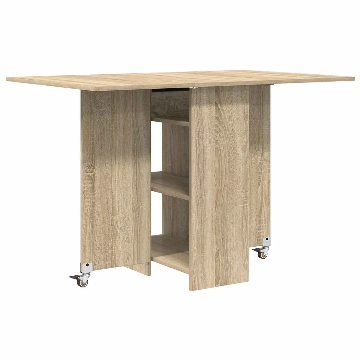 Folding Dining Table Sonoma Oak 115x70x75cm Engineered Wood with Storage Shelves