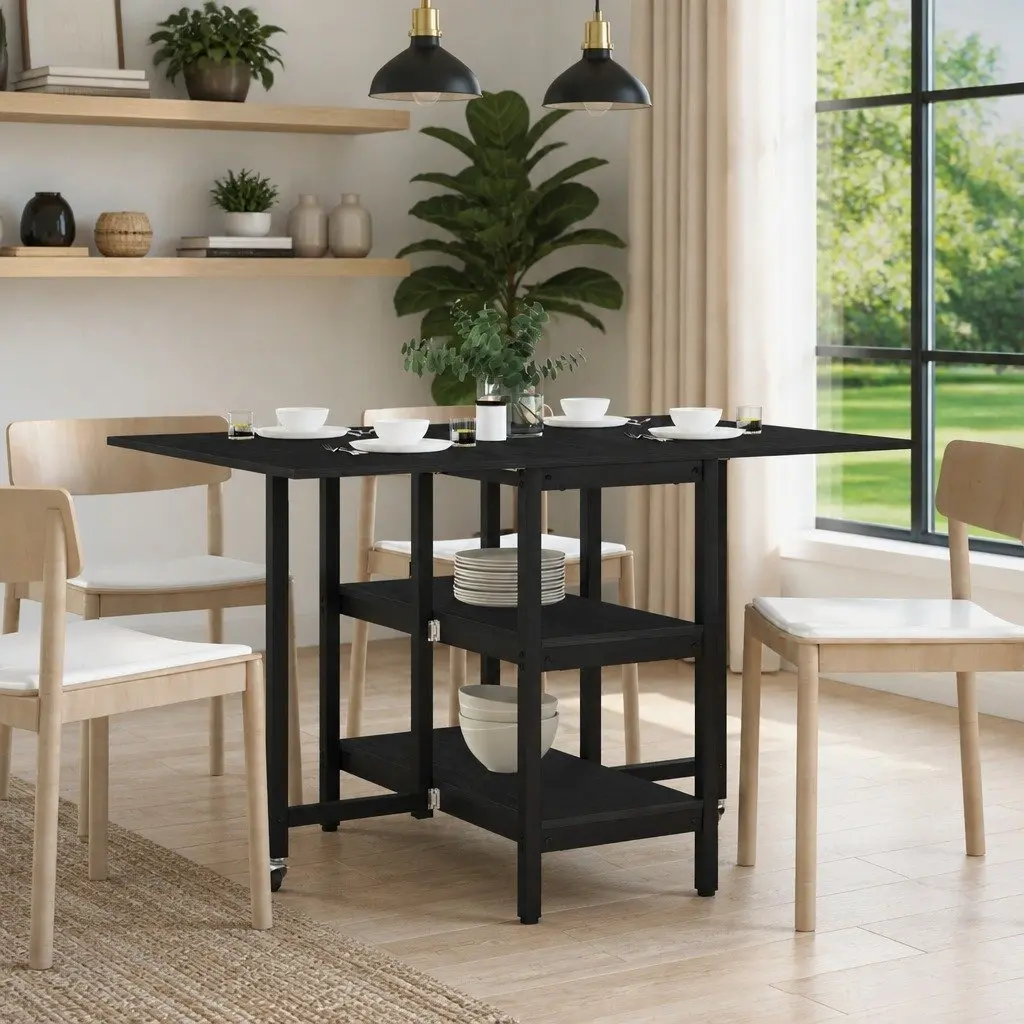 Dining Table 122x80x76.5cm Engineered Wood Black Oak Kitchen Furniture Rectangle