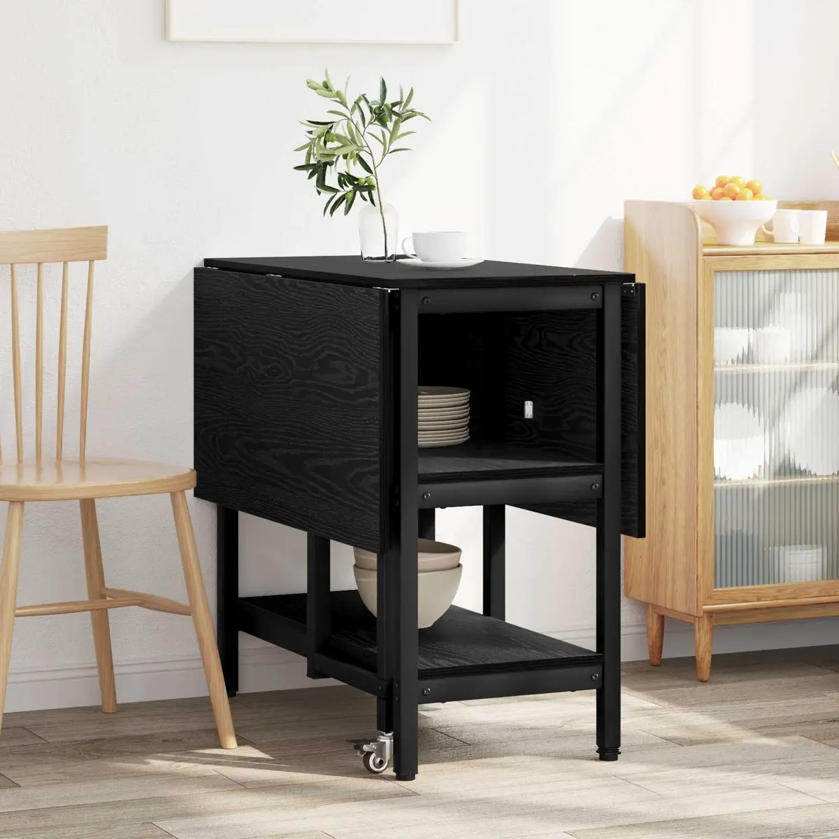 Dining Table 122x80x76.5cm Engineered Wood Black Oak Kitchen Furniture Rectangle