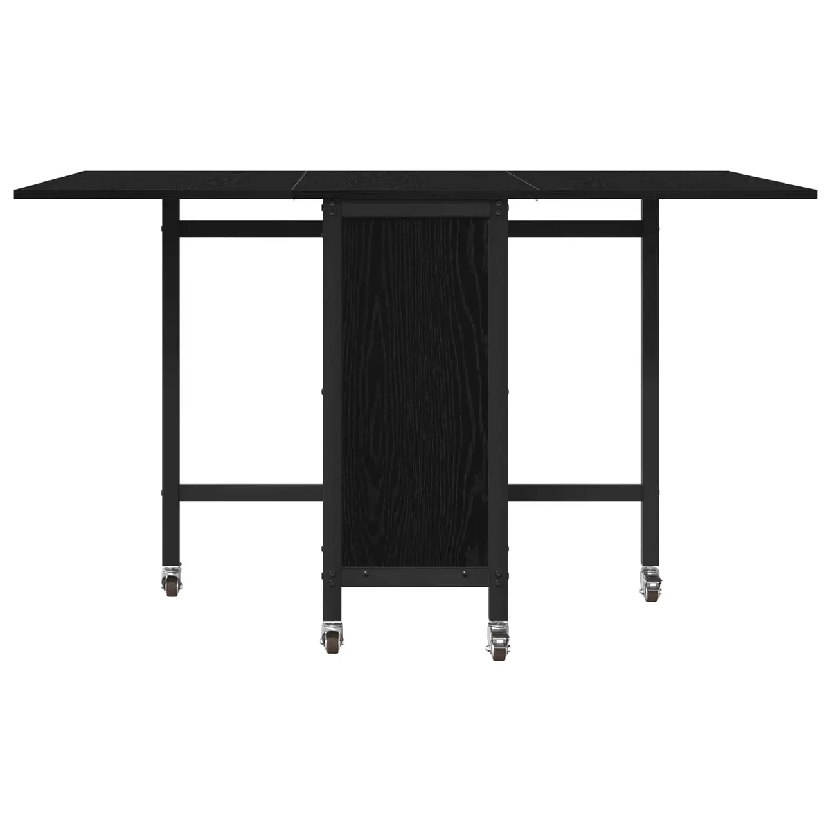 Folding Dining Table with Castors Black Kitchen Room Furniture Storage Shelf
