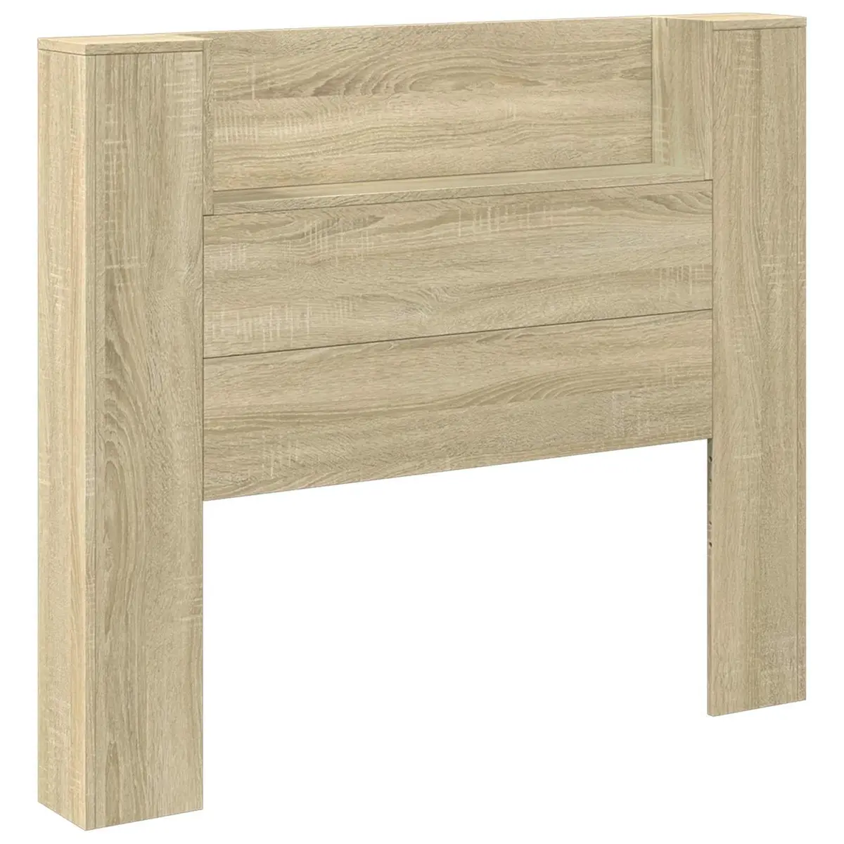 Wall-Mounted Headboard Cabinet with LED Lights in Tan