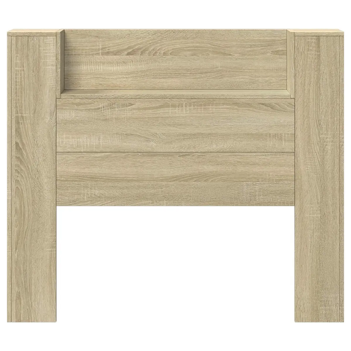 Wall-Mounted Headboard Cabinet with LED Lights in Tan