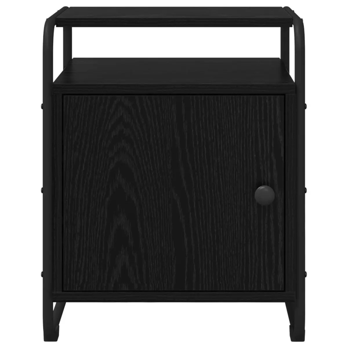 Bedside Cabinet Black Modern Storage Table Engineered Wood Bedroom Furniture