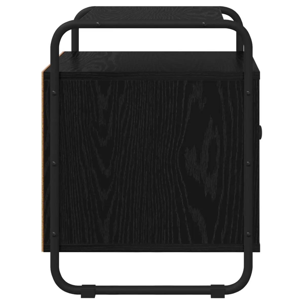 Bedside Cabinet Black Modern Storage Table Engineered Wood Bedroom Furniture