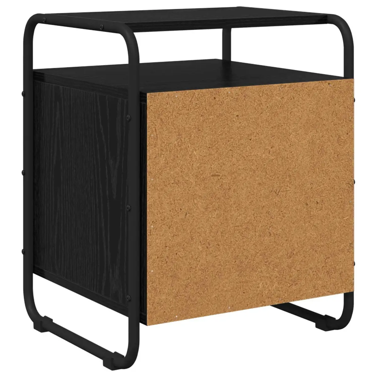 Bedside Cabinet Black Modern Storage Table Engineered Wood Bedroom Furniture