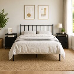Black Engineered Wood Bedside Cabinet Set of 2