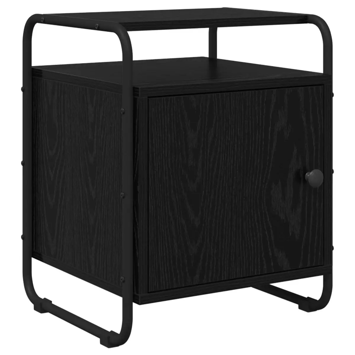 Black Engineered Wood Bedside Cabinet Set of 2