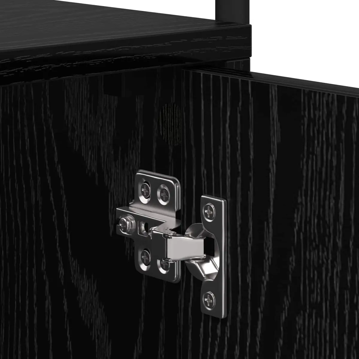 Black Engineered Wood Bedside Cabinet Set of 2