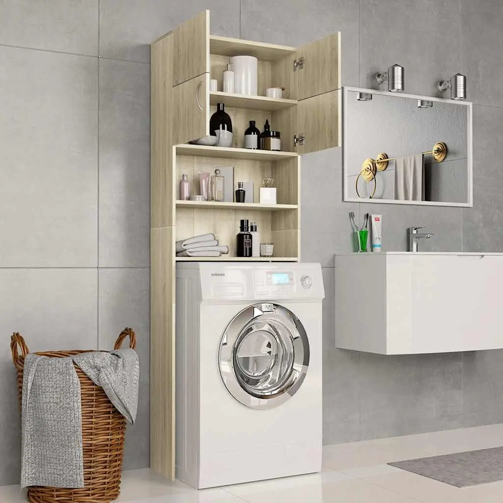 Washing Machine Cabinet Sonoma Oak Storage Cupboard Bathroom Laundry Organizer