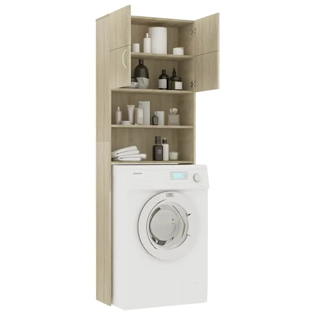 Washing Machine Cabinet Sonoma Oak Storage Cupboard Bathroom Laundry Organizer