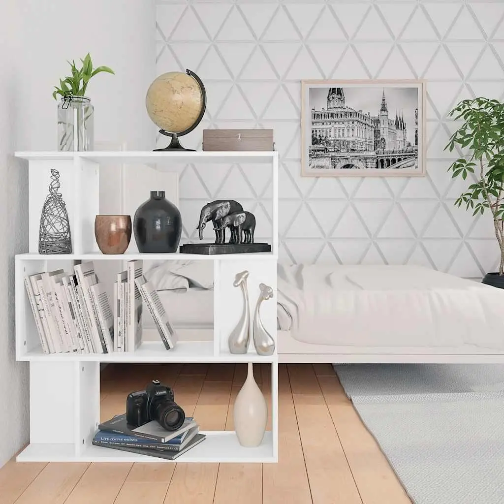 Book Cabinet Room Divider White 80x24x96cm Engineered Wood Shelving Storage Bookcase Organizer