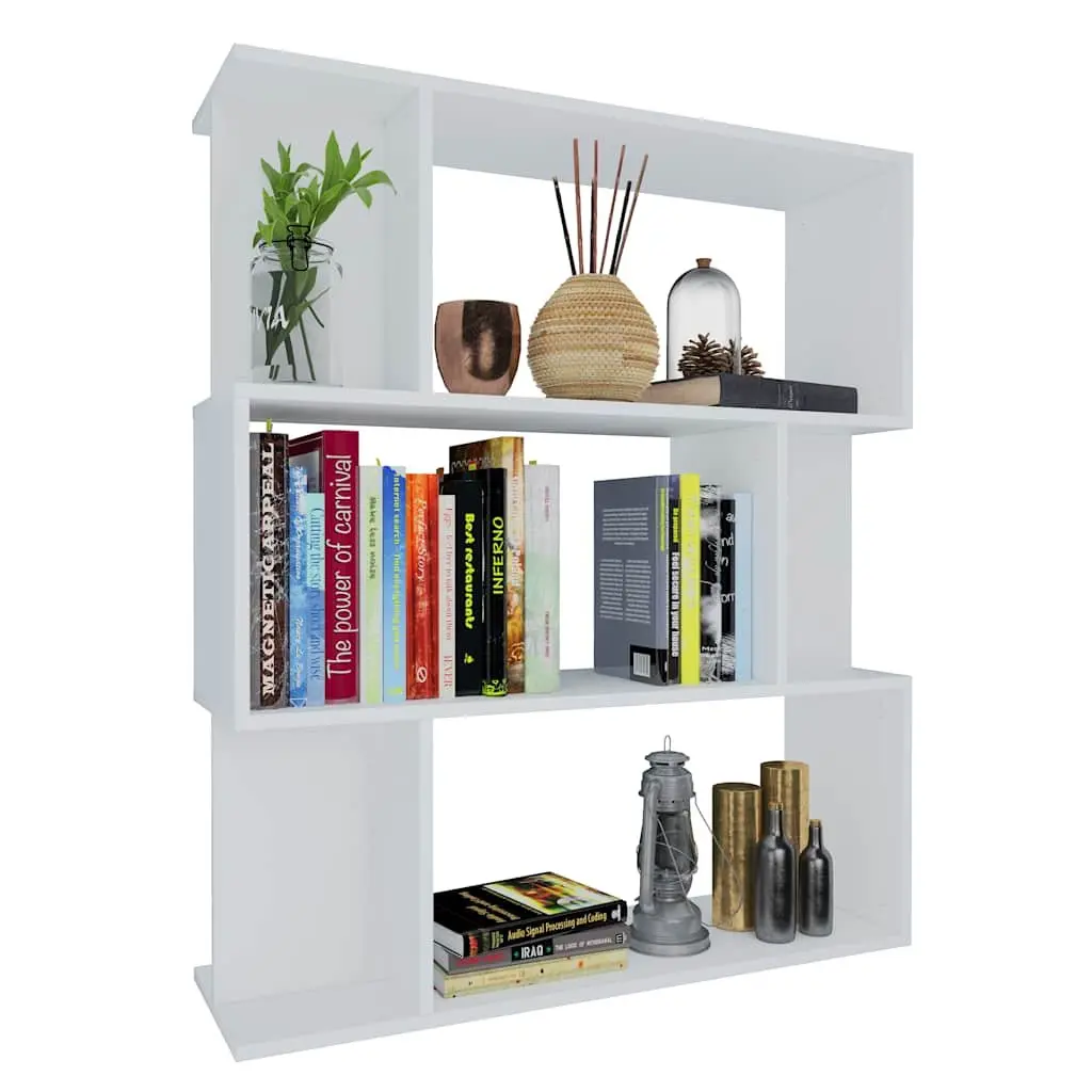 Book Cabinet Room Divider White 80x24x96cm Engineered Wood Shelving Storage Bookcase Organizer